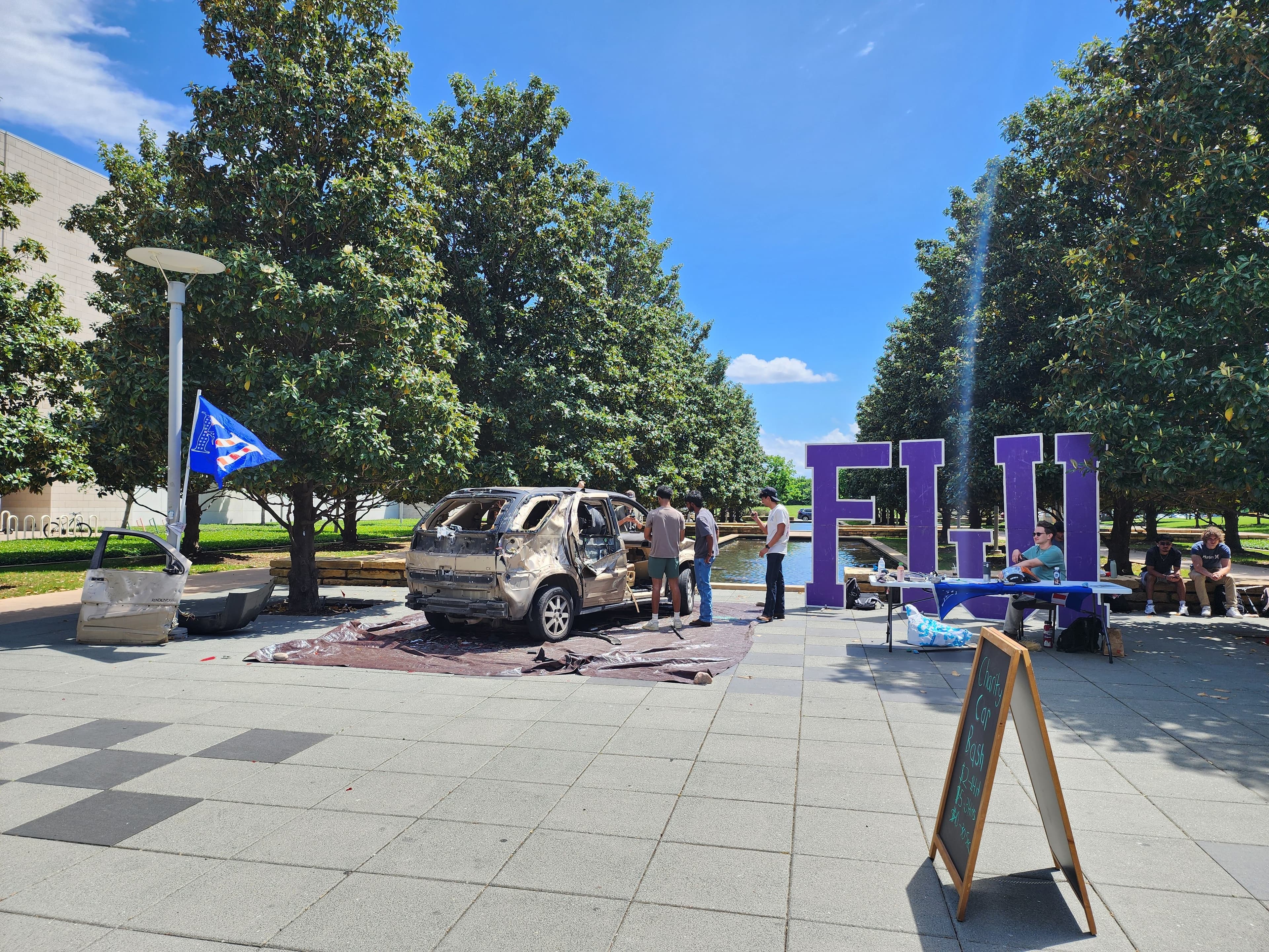 The Car Bash setup at the Chess Plaza